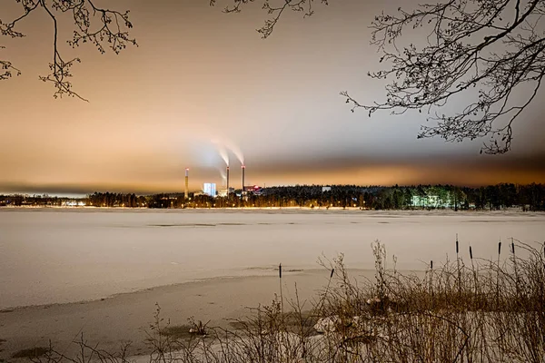 Wintersaison Schwedischer Seenlandschaft — Stockfoto