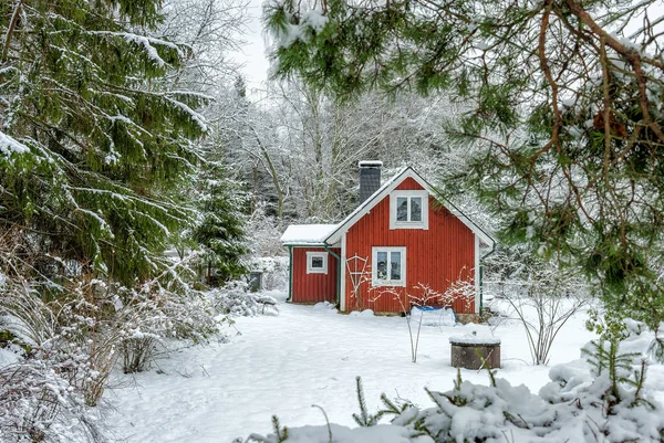 Idyllisch Zweeds Dorpje Winter Landschap — Stockfoto