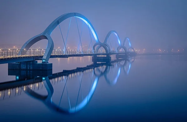 Solvesborg Fußgängerbrücke Der Nacht — Stockfoto