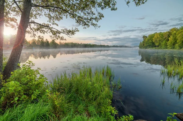 スウェーデンの湖の日の出 — ストック写真