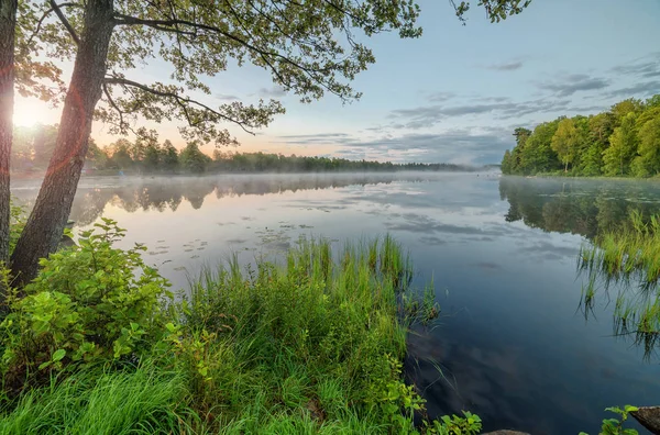 Soluppgång Vid Svenska Sjö — Stockfoto