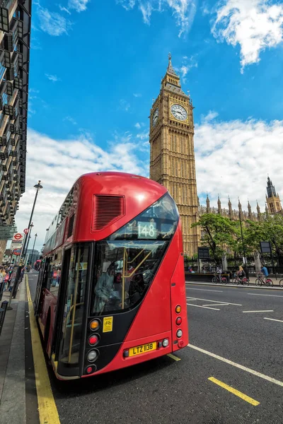 Storbritannien London Juli 2016 London Buss Westminster Bridge — Stockfoto