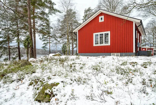 Svéd Téli Táj Piros Workshop — Stock Fotó