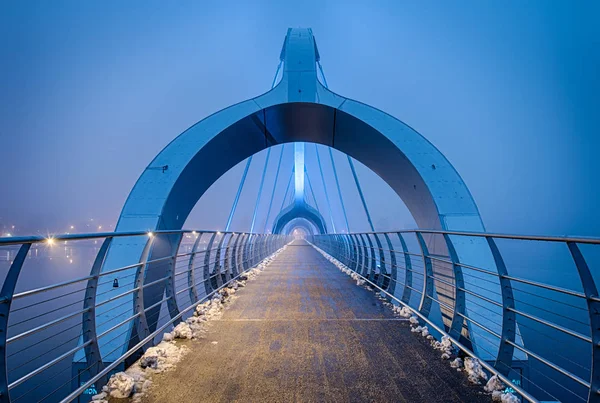 Solvesborg Fußgängerbrücke Der Nacht — Stockfoto