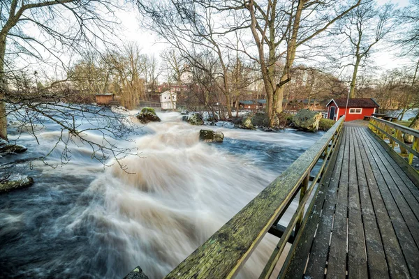 Ekstrem Høj Vandstand Morrum Floden Januar 2018 - Stock-foto