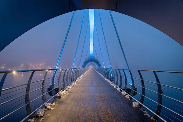 Puente Peatonal Solvesborg Por Noche — Foto de Stock