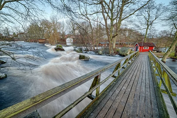 Bro Över Morrum River Januari — Stockfoto