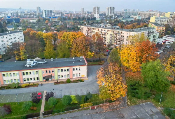 Vista Aérea Otoño Para Zona Viviendas Multifamiliares Gdansk Zaspa — Foto de Stock