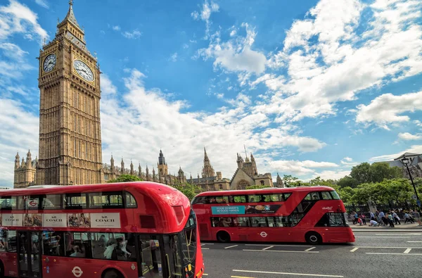 Verenigd Koninkrijk Londen Juli 2016 London Bus Westminster Bridge — Stockfoto