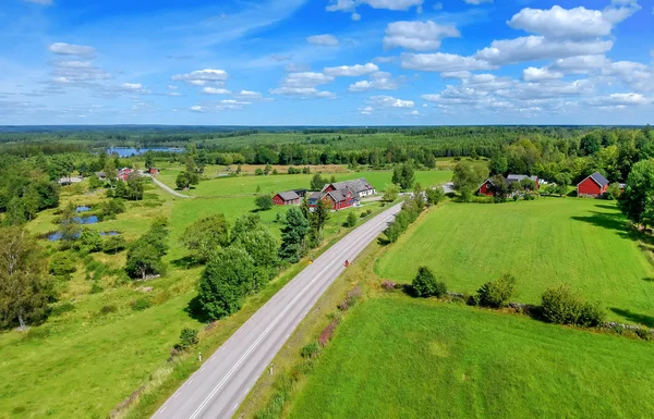 Letecký Pohled Švédské Letní Pole — Stock fotografie