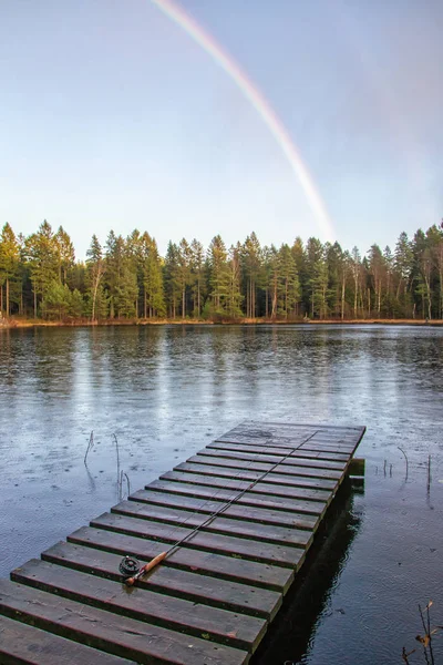 Angeln Schöner Regenlandschaft — Stockfoto