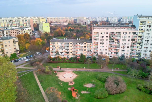 Widok Lotu Ptaka Jesień Dla Obszaru Mieszkaniowych Wielorodzinnych Gdańsk Zaspa — Zdjęcie stockowe