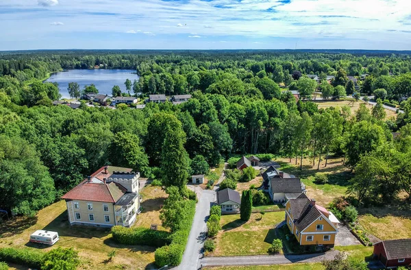 Letecký Krajina Švédského Maloměsta — Stock fotografie