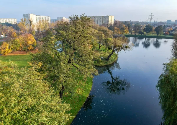 Aerial Höstlandskap Över Staden Lake Gdansk — Stockfoto