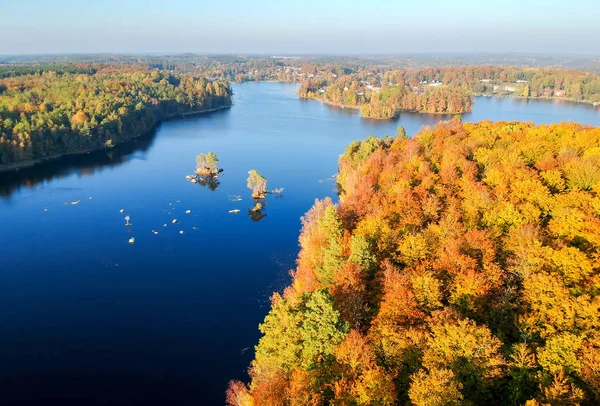 Вид Воздуха Шведское Озеро Осенних Цветах — стоковое фото