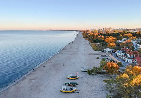 Herfst Luchtfoto Voor Gdansk Zee Baai — Stockfoto