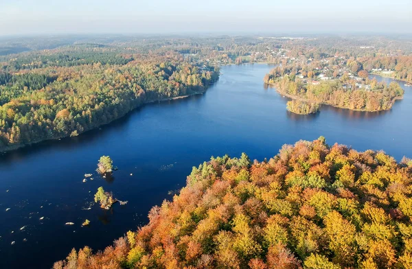Вид Воздуха Шведское Озеро Осенних Цветах — стоковое фото