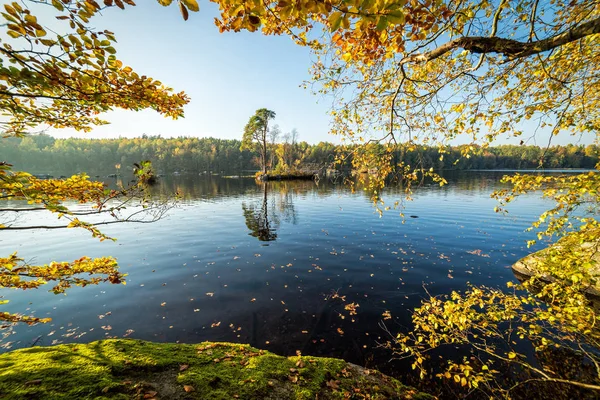 Sonbahar Sezonu Güzel Sonbahar Göl Manzaralı — Stok fotoğraf