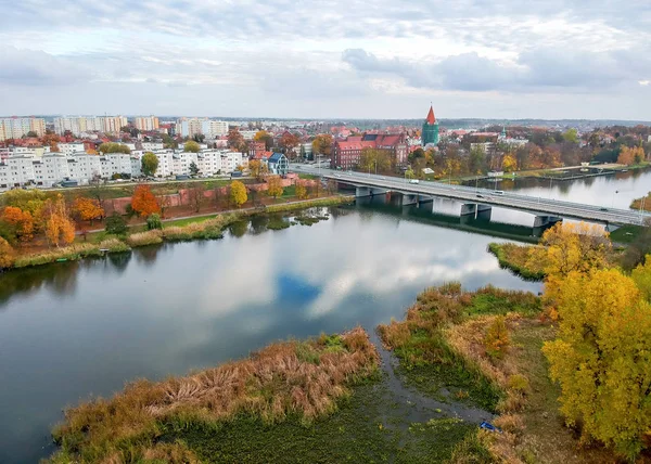 Vista Aérea Del Castillo Malbork Arquitectura Ciudad Temporada Otoño — Foto de Stock