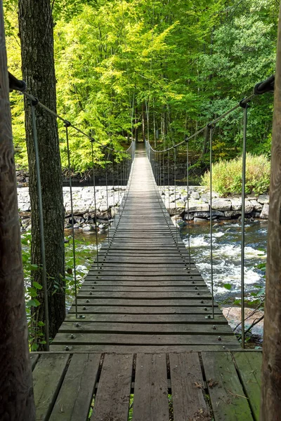 Morrum 川に架かる吊り橋 — ストック写真