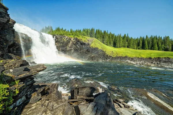 Summer Landscape Tannforsen Waterfall — Stock Photo, Image