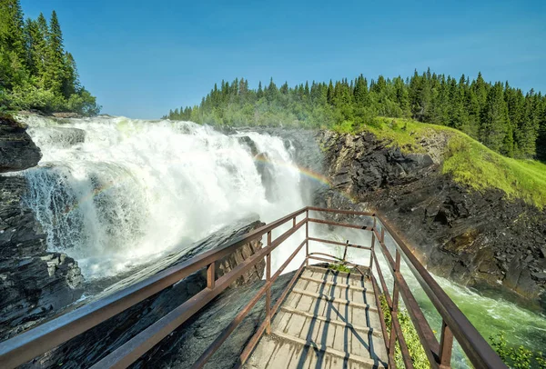 View Point Tannforsen Waterfall — Stock Photo, Image