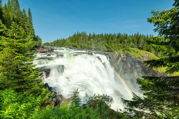 Summer Natural Frame Tannforsen Waterfall — Stock Photo, Image