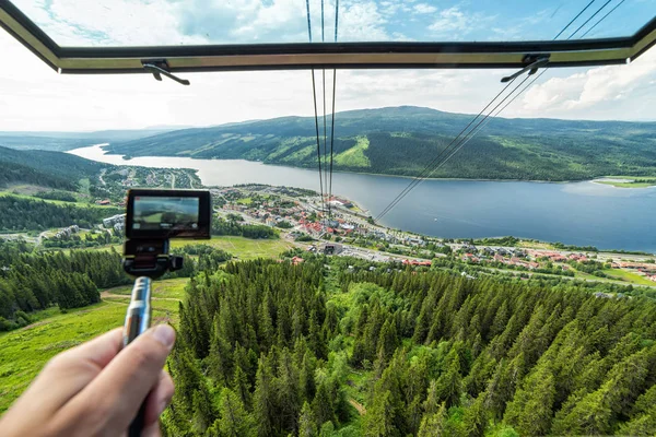 Elevador Cabine Para Topo Montanha Atração Turística — Fotografia de Stock