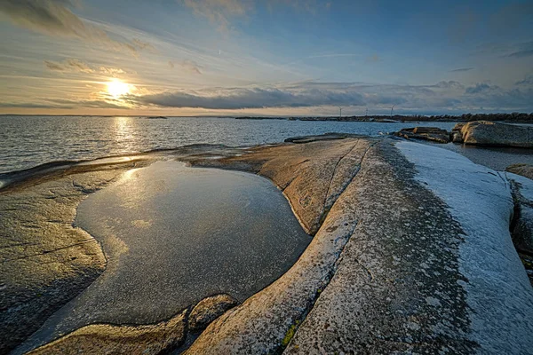 Winter Sunset Southern Swedish Sea Coast — Stock Photo, Image