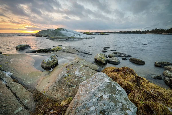 瑞典南部海岸上空的冬季日落 — 图库照片