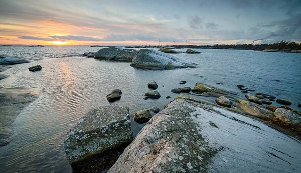 Vinter Solnedgång Över Södra Svenska Kusten — Stockfoto