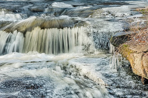 Vinter Cascade Morrum River Sverige — Stockfoto