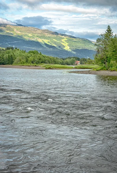 Wilder Schwedischer Gebirgsfluss Vertikaler Blick — Stockfoto