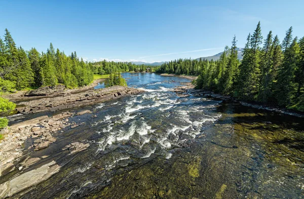 Vattenkaskader Vid Floden Svensk Sommar — Stockfoto