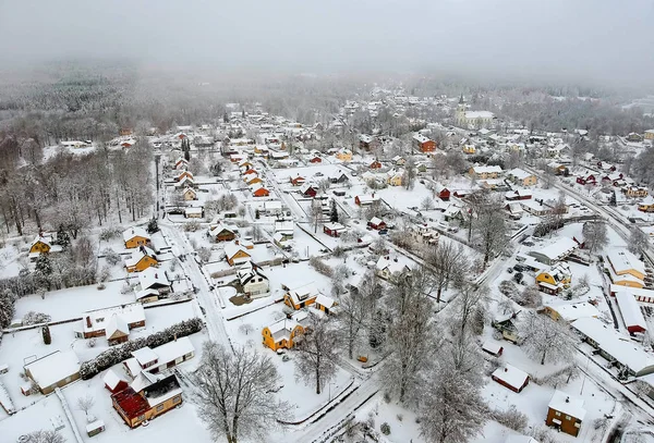 Swedish Village January Aerial View — Stock Photo, Image