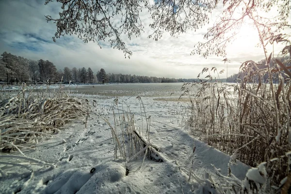 Frozen Lake Coast January — Stock Photo, Image