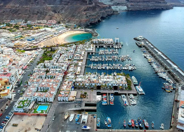 Widok Lotu Ptaka Port Puerto Mogan — Zdjęcie stockowe