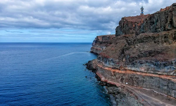 Widok Lotu Ptaka Klif Puerto Mogan — Zdjęcie stockowe