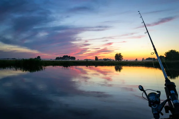 Pêche Crépuscule Été — Photo