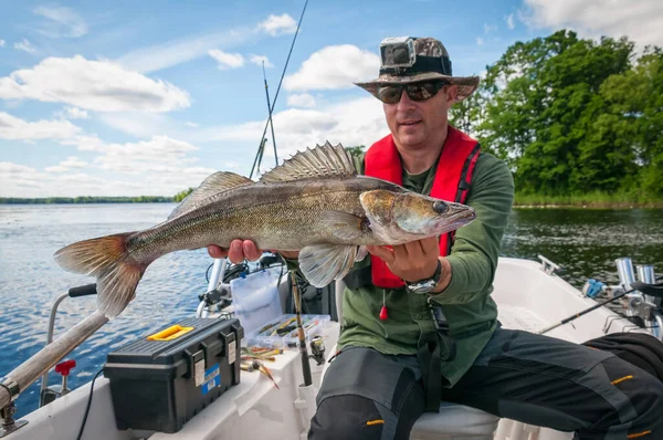 Boat Summer Fishing Zander — Stock Photo, Image