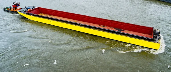 Yellow Barge North Europe Hamburg — Stock Photo, Image