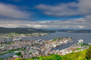aerialview Bergen Norveç'te