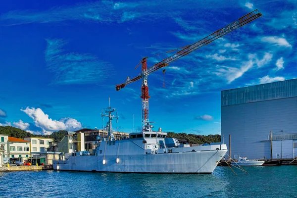 Militära Fartyg Bukten Spezia Ett Varv — Stockfoto