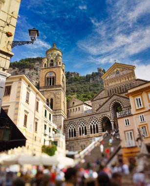 Campania 'daki çok güzel bir amalfi manzarası.