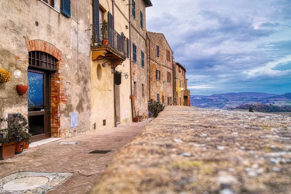 Vista Muito Agradável Pienza Uma Vila Medieval Val Orcia Itália — Fotografia de Stock