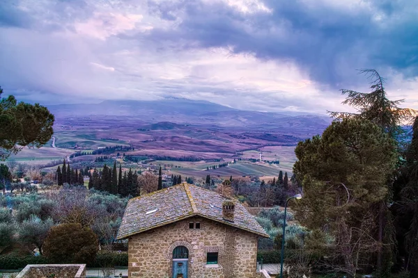 Nagyon Szép Kilátás Nyílik Tuscany Rét Télen — Stock Fotó