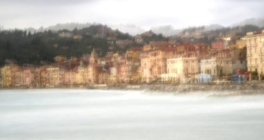 San Terenzo önünde La Spezia Körfezi 'nde atmosferde deniz uzun pozlama