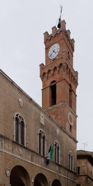 Pienza çok güzel görünümü Val d Orcia bir ortaçağ köyü, İtalya