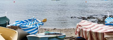 boat in the silent bay of sestri levante