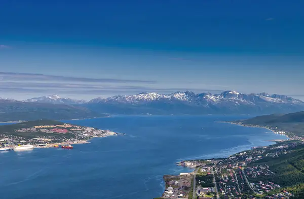 Norveç 'teki Floyen Dağı' ndan Bergen 'in görüntüsü